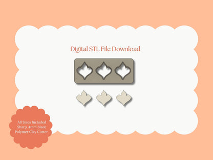 Petal Set No. 1 Clay Cutter | Petal Set No. 1 STL File – Digital Botanical Cutter for Floral Earrings & Elegant Clay Crafts