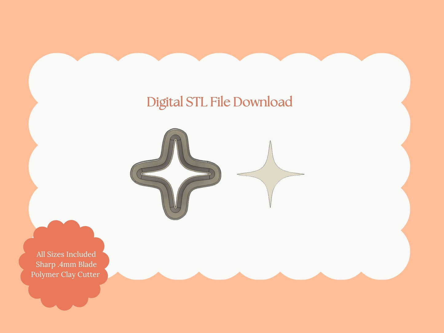 Star Shape No. 5 Clay Cutter | STL File Download Star Shape Polymer Clay Cutter for DIY Celestial Earrings and Space Accessories