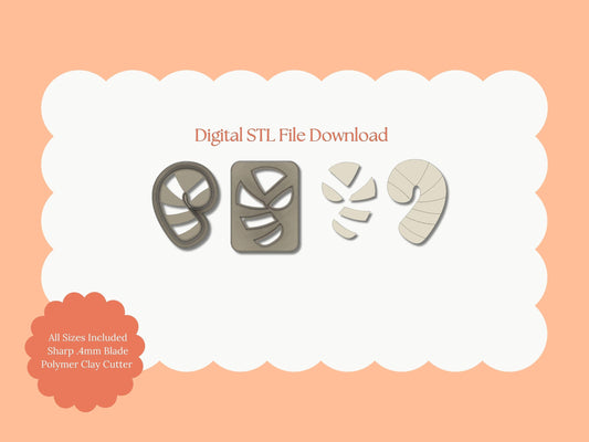 Candy Cane No. 4 Clay Cutter | Candy Cane No. 4 STL File – Digital Christmas Cutter for Sweet Earrings & Festive Clay Crafts