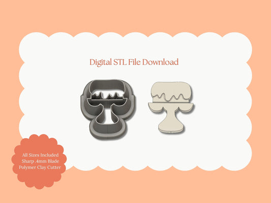Cake Stand Clay Cutter | Cake Stand STL File – Digital Dessert Cutter for Elegant Earrings & Bakery Clay Crafts
