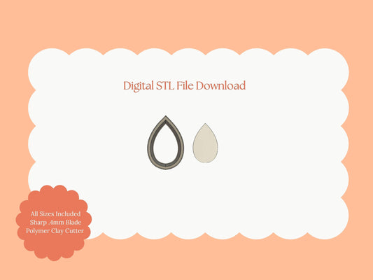 Tear Drop Shape Clay Cutter | STL File Download Tear Drop Polymer Clay Cutter for DIY Minimalist Earrings and Classic Accessories