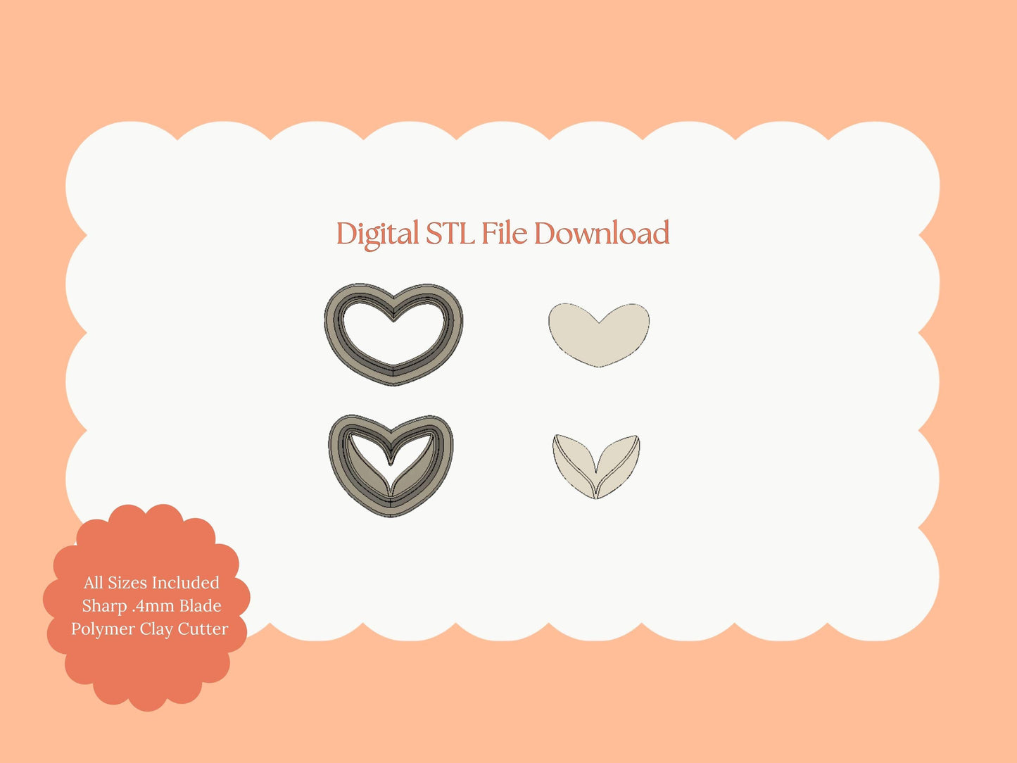 Valentine Flower Clay Cutter | Valentine Flower STL File Download for Love-Themed Earrings and Floral Jewelry