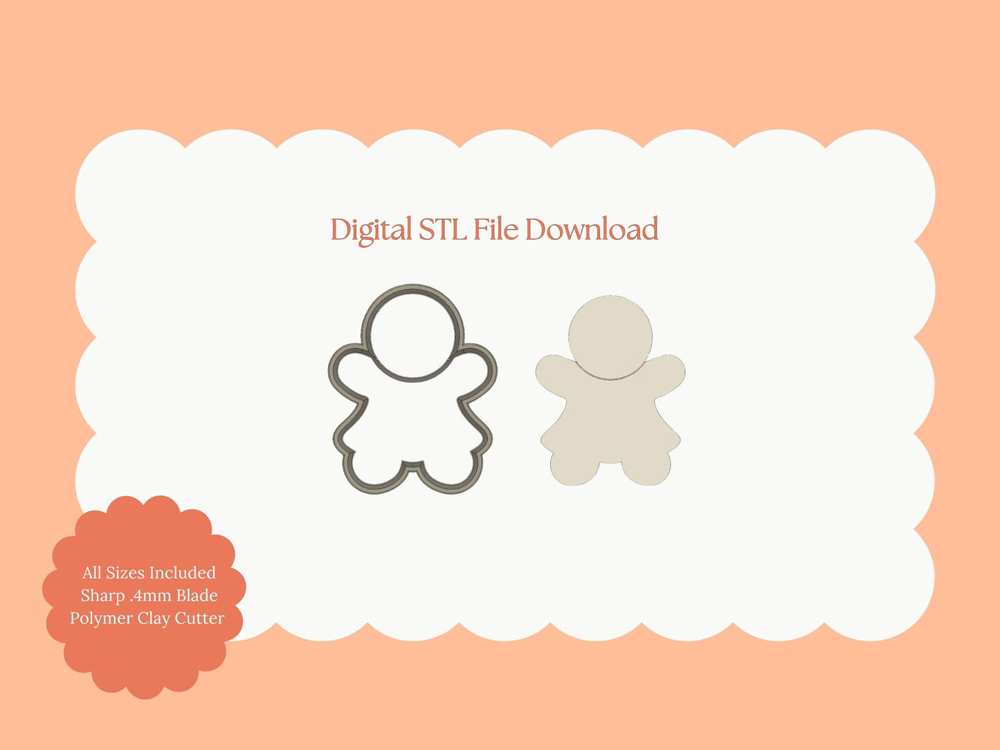 Gingerbread Woman Ornament Clay Cutter | Gingerbread Woman Digital STL File for Earrings, Baking Jewelry and Holiday Crafts