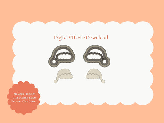 Santa Hat No. 2 Set Clay Cutters | Santa Hat STL File Set for DIY Christmas Earrings – Holiday Clay Cutter Bundle