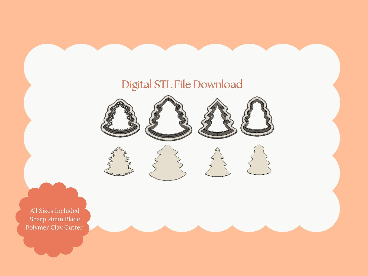Poptart Tree Clay Cutter | Poptart Tree STL File – Cute Holiday Digital Cutter for Christmas Earrings