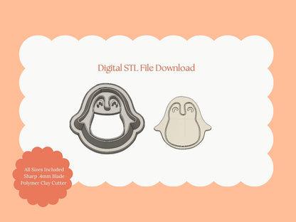 Penguin Clay Cutter | Penguin STL File for Christmas Earrings – Cute Winter Clay Digital Download