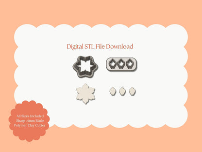 Petal Cluster Set No. 6 Clay Cutter | Petal Cluster No. 6 STL File – Digital Floral Cutter Set for Elegant Earrings & Nature Clay Crafts