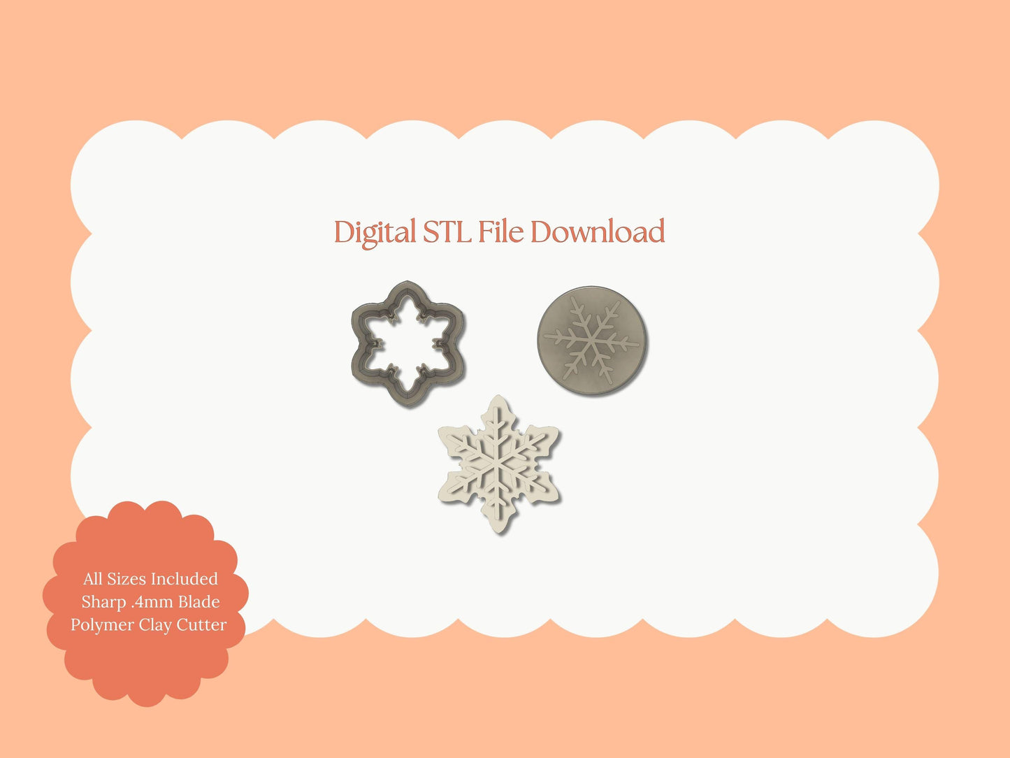 Snowflake No. 6 Clay Cutter | Snowflake No. 6 STL File – Digital Winter Cutter for Holiday Earrings & Festive Clay Crafts
