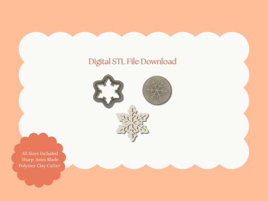 Snowflake No. 6 Clay Cutter | Snowflake No. 6 STL File – Digital Winter Cutter for Holiday Earrings & Festive Clay Crafts