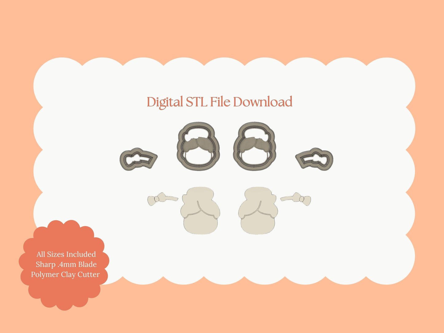 Mrs. Claus No. 2 Clay Cutter | Mrs. Claus STL File for Christmas Earrings – Festive Holiday Digital Clay Cutter