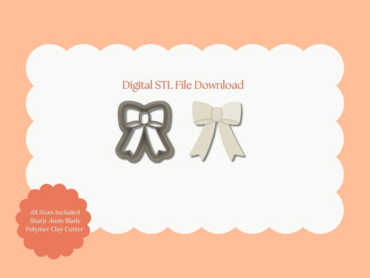 Coquette Bow No. 2 Clay Cutter | Coquette Bow No. 2 STL File – Digital Fashion Cutter for Cute Earrings & Elegant Clay Crafts