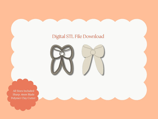 Coquette Bow No. 8 Clay Cutter | Coquette Bow No. 8 STL File – Digital Fashion Cutter for Cute Earrings & Bow Clay Crafts