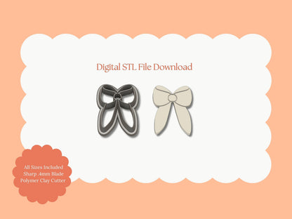 Coquette Bow No. 8 Clay Cutter | Coquette Bow No. 8 STL File – Digital Fashion Cutter for Cute Earrings & Bow Clay Crafts