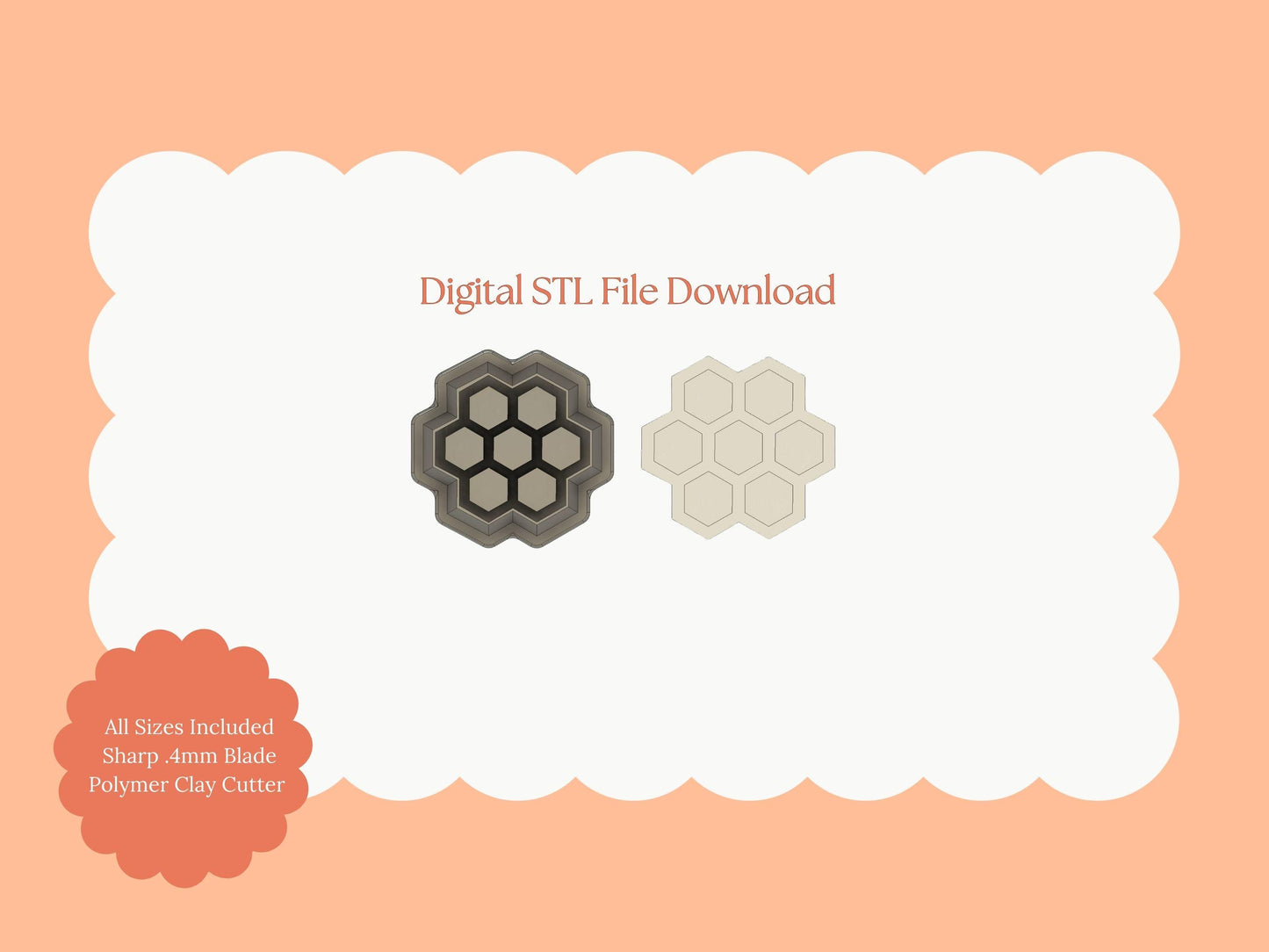 Honeycomb Clay Cutter | Honeycomb STL File – Digital Nature Cutter for Bee Earrings & Cute Clay Crafts