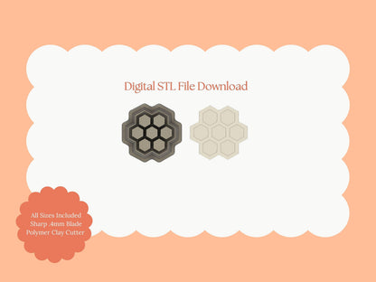 Honeycomb Clay Cutter | Honeycomb STL File – Digital Nature Cutter for Bee Earrings & Cute Clay Crafts