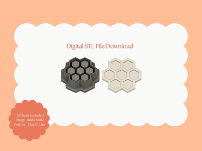 Honeycomb Clay Cutter | Honeycomb STL File – Digital Nature Cutter for Bee Earrings & Cute Clay Crafts