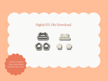 Beanie and Mitten Set Clay Cutter | Beanie and Mitten Set STL File – Digital Winter Cutter for Cozy Earrings & Seasonal Clay Crafts