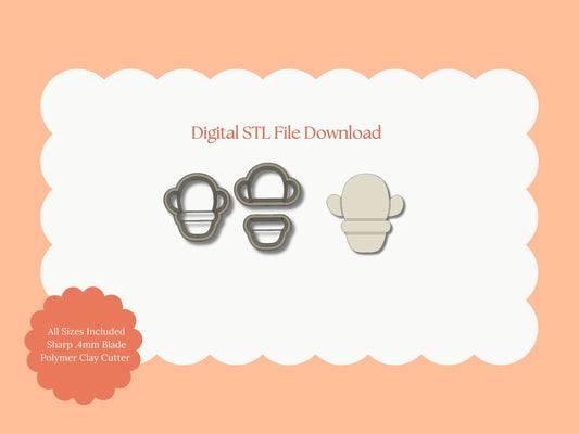 Cactus Pot Clay Cutter | Cactus Pot STL File – Digital Nature Cutter for Succulent Earrings & Cute Clay Crafts