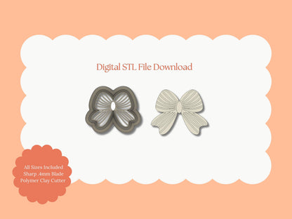 Valentine Bow No. 3 Clay Cutter | Valentine Bow No. 3 STL File – Digital Romantic Cutter for Love Earrings & Cute Clay Crafts