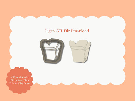 Chinese Takeout Clay Cutter | Chinese Takeout STL File – Digital Food Cutter for Cute Earrings & Takeout-Themed Clay Crafts