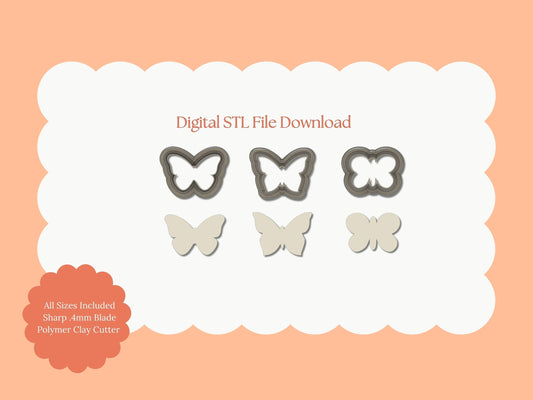 Butterfly Trio Clay Cutter Set | Butterfly Trio STL File – Digital Nature Cutter Set for Elegant Earrings & Butterfly Clay Crafts