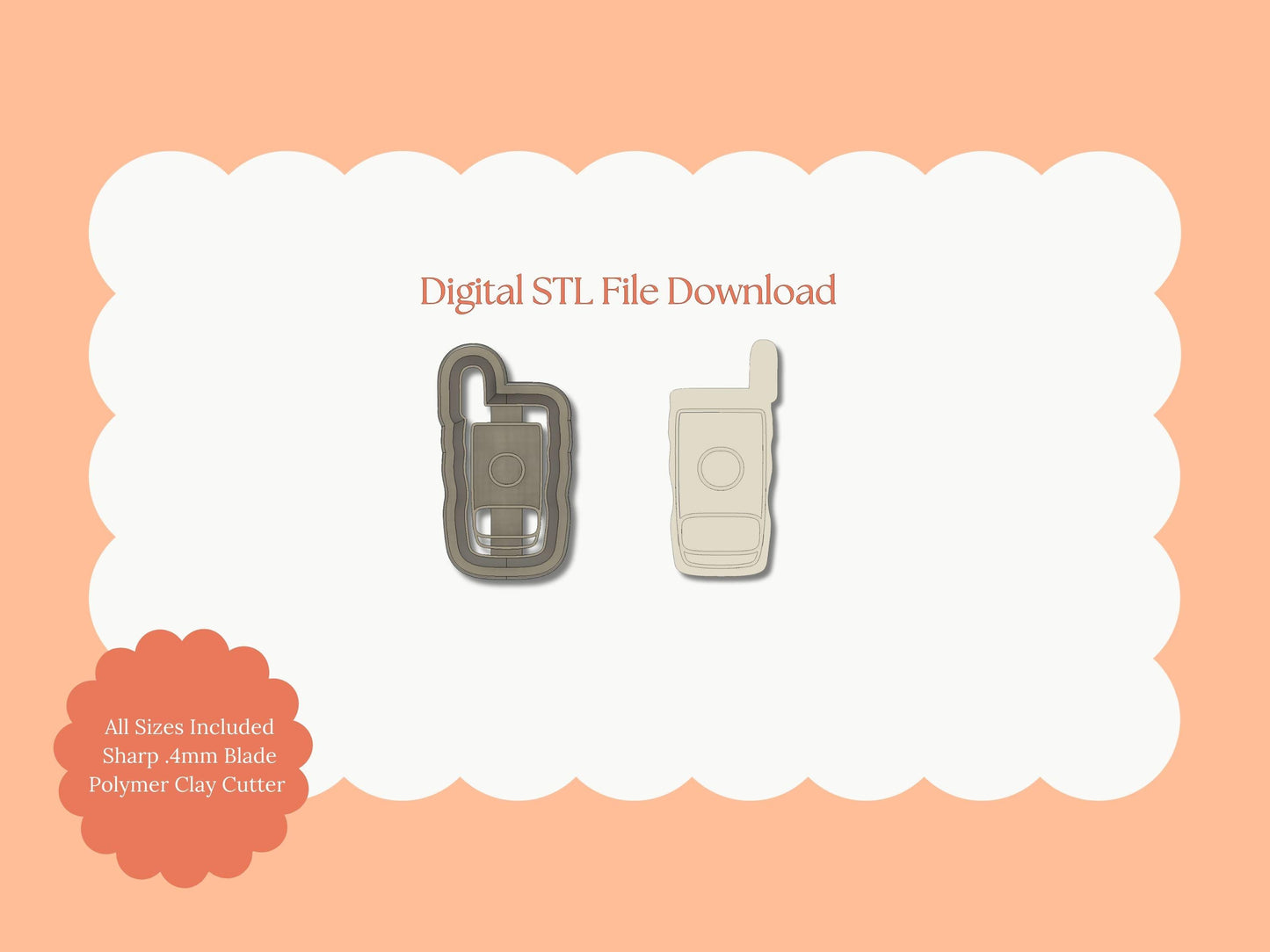 Mobile 90's Phone Clay Cutter | 90’s Phone STL File – Digital Retro Cutter for Pop Culture Earrings & Fun Clay Crafts
