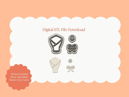 Rose Bouquet No. 1 Clay Cutter | Rose Bouquet STL File – Digital Floral Cutter for Wedding Earrings and Romantic Crafts