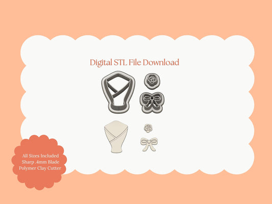 Rose Bouquet No. 1 Clay Cutter | Rose Bouquet STL File – Digital Floral Cutter for Wedding Earrings and Romantic Crafts