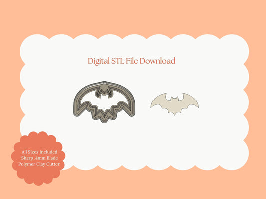 Bat Shape No. 2 Clay Cutter | Bat Shape STL File for Polymer Clay Earrings and Gothic Halloween Jewelry