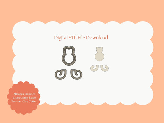 Cat and Tail Clay Cutter | Cat and Tail STL File for Polymer Clay Earrings and Animal-Themed Jewelry