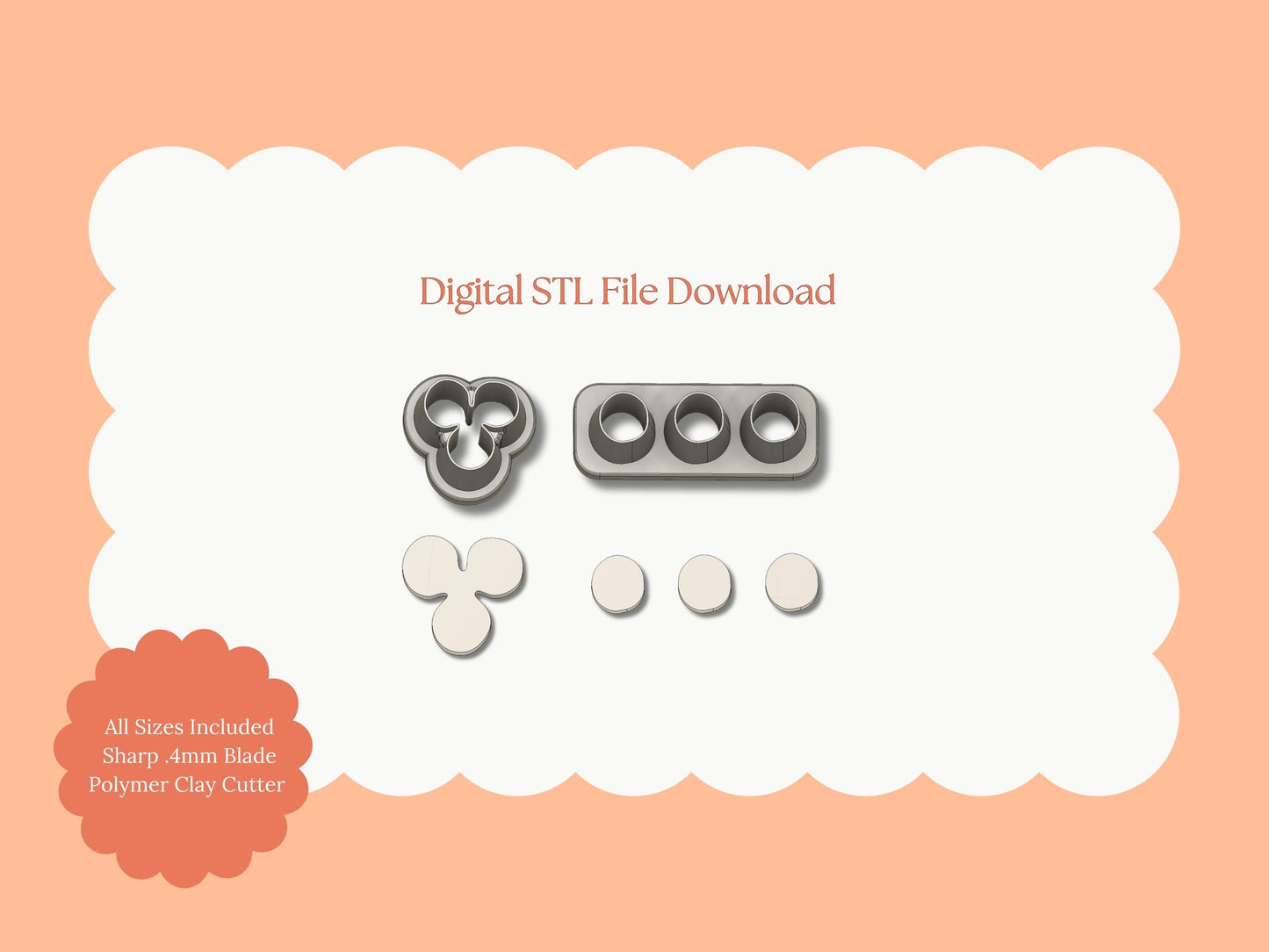 Petal Cluster Set No. 8 Clay Cutter | Petal Cluster No. 8 STL File – Digital Floral Cutter Set for Elegant Earrings & Nature Clay Crafts