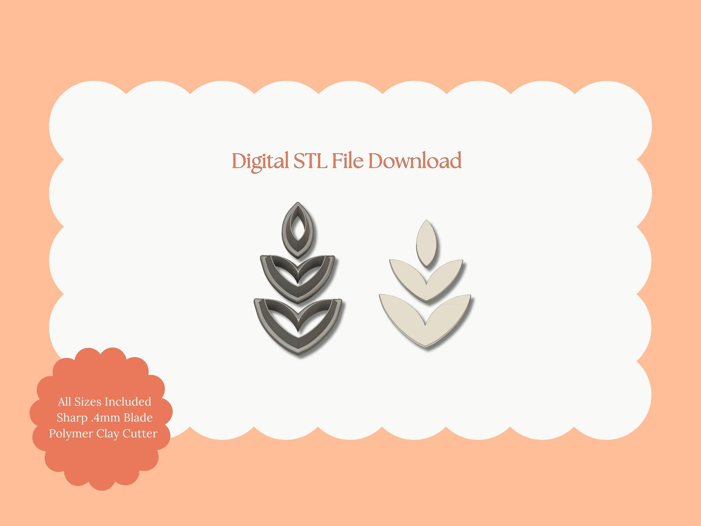 3-Piece Dangle Set | 3-Piece Dangle Set STL File – Digital Fashion Cutter Set for Modern Earrings & Elegant Clay Crafts