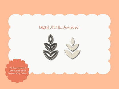 3-Piece Dangle Set | 3-Piece Dangle Set STL File – Digital Fashion Cutter Set for Modern Earrings & Elegant Clay Crafts