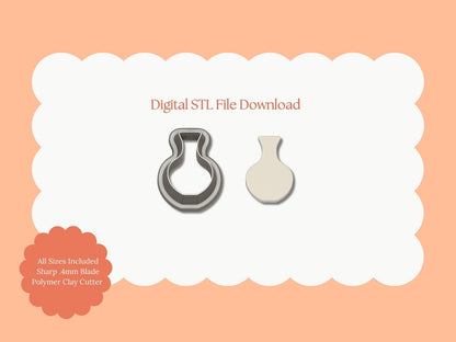 Rounded Vase Clay Cutter | Rounded Vase STL File – Digital Floral Cutter for Elegant Earrings & Home Clay Crafts