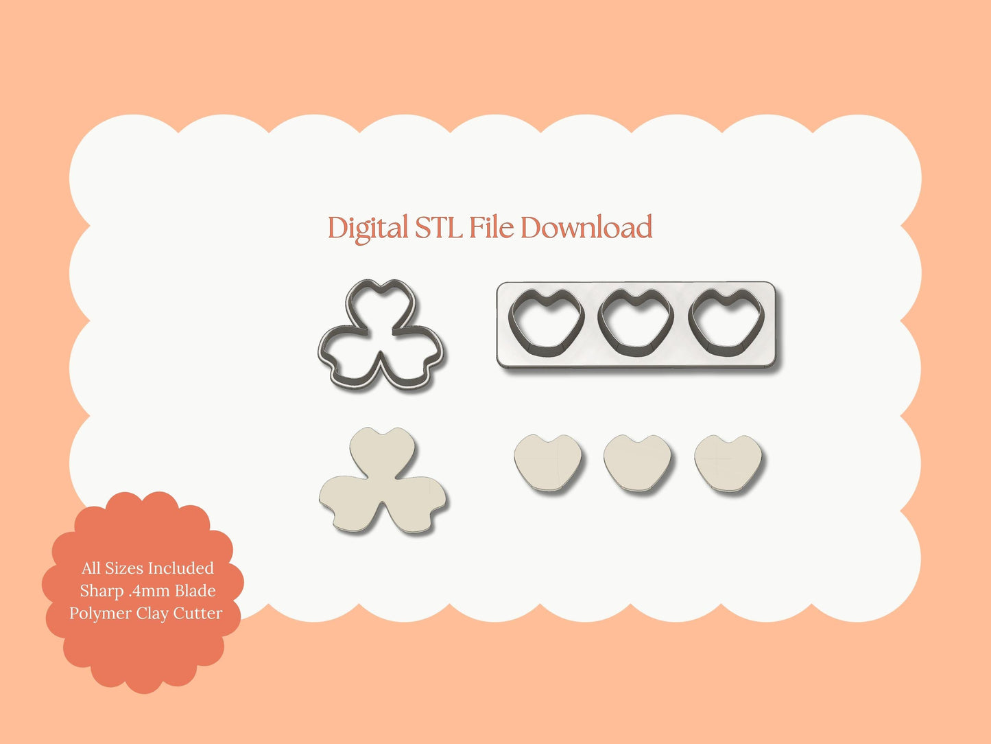 Petal Cluster Set No. 7 Clay Cutter | Petal Cluster No. 7 STL File – Digital Botanical Cutter for Cute Earrings & Garden Clay Crafts