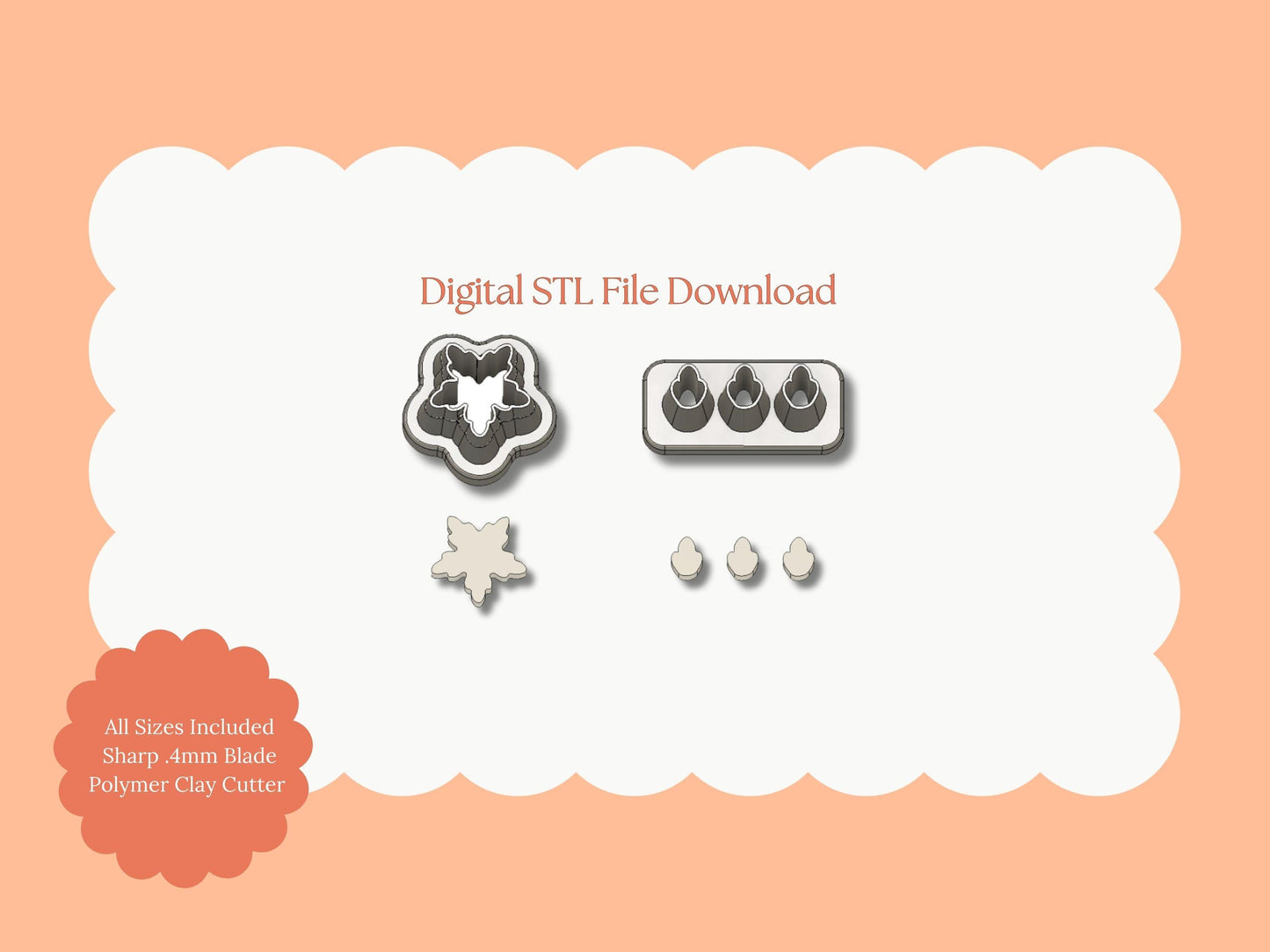 Petal Cluster Set No. 4 Clay Cutter | Petal Cluster No. 4 STL File – Digital Botanical Cutter for Floral Earrings & Elegant Clay Crafts