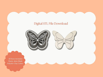 Butterfly No. 8 Clay Cutter | STL File – Digital Nature Cutter for Elegant Earrings & Butterfly Clay Crafts