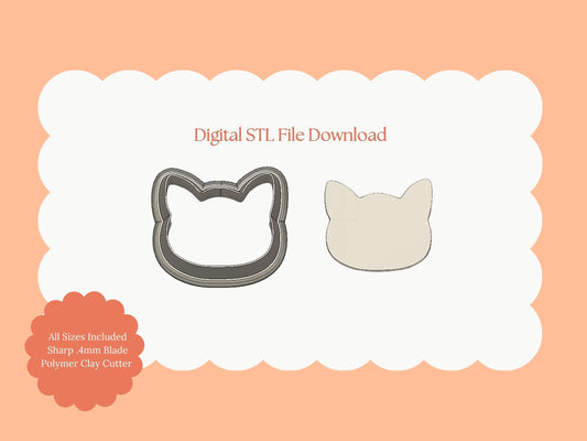 Cat Head Clay Cutter | Cat Head STL File for Polymer Clay Earrings and Cute Animal Jewelry