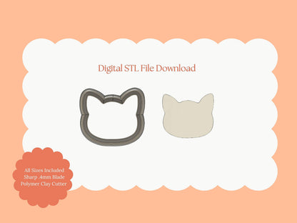 Cat Head Clay Cutter | Cat Head STL File for Polymer Clay Earrings and Cute Animal Jewelry