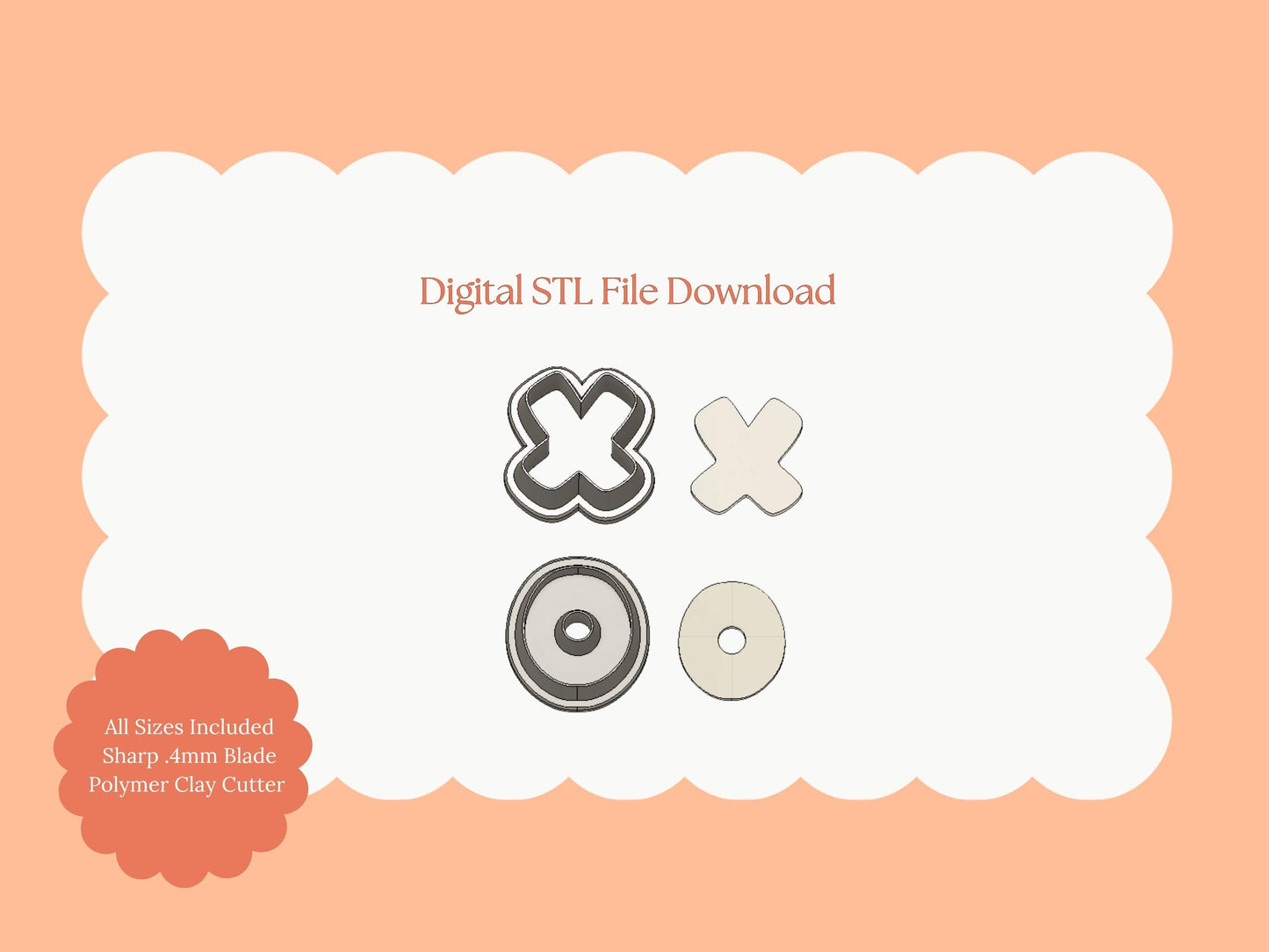 XO Valentine Letters Clay Cutter | XO STL File for Polymer Clay Earrings and Romantic Valentine Jewelry