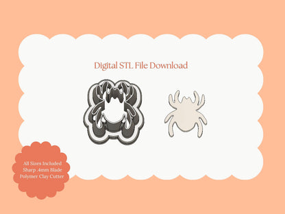 Spider Shape Clay Cutter | Halloween Spider STL File for Polymer Clay Earrings and Crafts