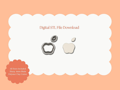 Apple No. 1 Clay Cutter | Apple No. 1 STL File – Digital Fruit Cutter for Cute Earrings & Food Clay Crafts