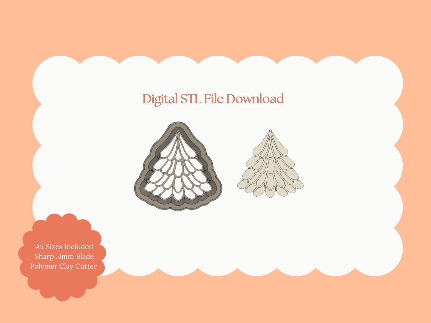 Intricate Tree No. 2 Clay Cutter | Intricate Tree STL File – Christmas Digital Clay Cutter for Detailed Winter Earrings