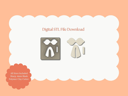 Coquette Ribbon No. 9 Clay Cutter | Coquette Ribbon No. 9 STL File – Digital Fashion Cutter for Trendy Earrings & Elegant Clay Crafts