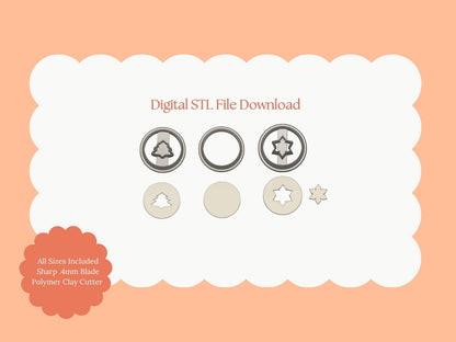 Sugar Cookie Duo No. 2 Clay Cutter | Digital STL File Polymer Clay Cutter Duo for DIY Holiday Earrings and Christmas Baking Accessories