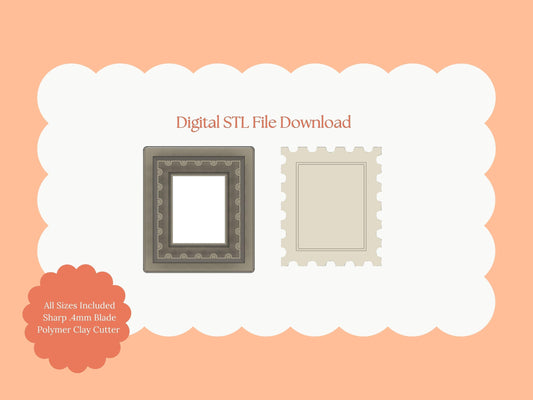 Embossed Postage Stamp Clay Cutter | Embossed Postage Stamp STL File – Digital Vintage Cutter for Cute Earrings & Mail Clay Crafts