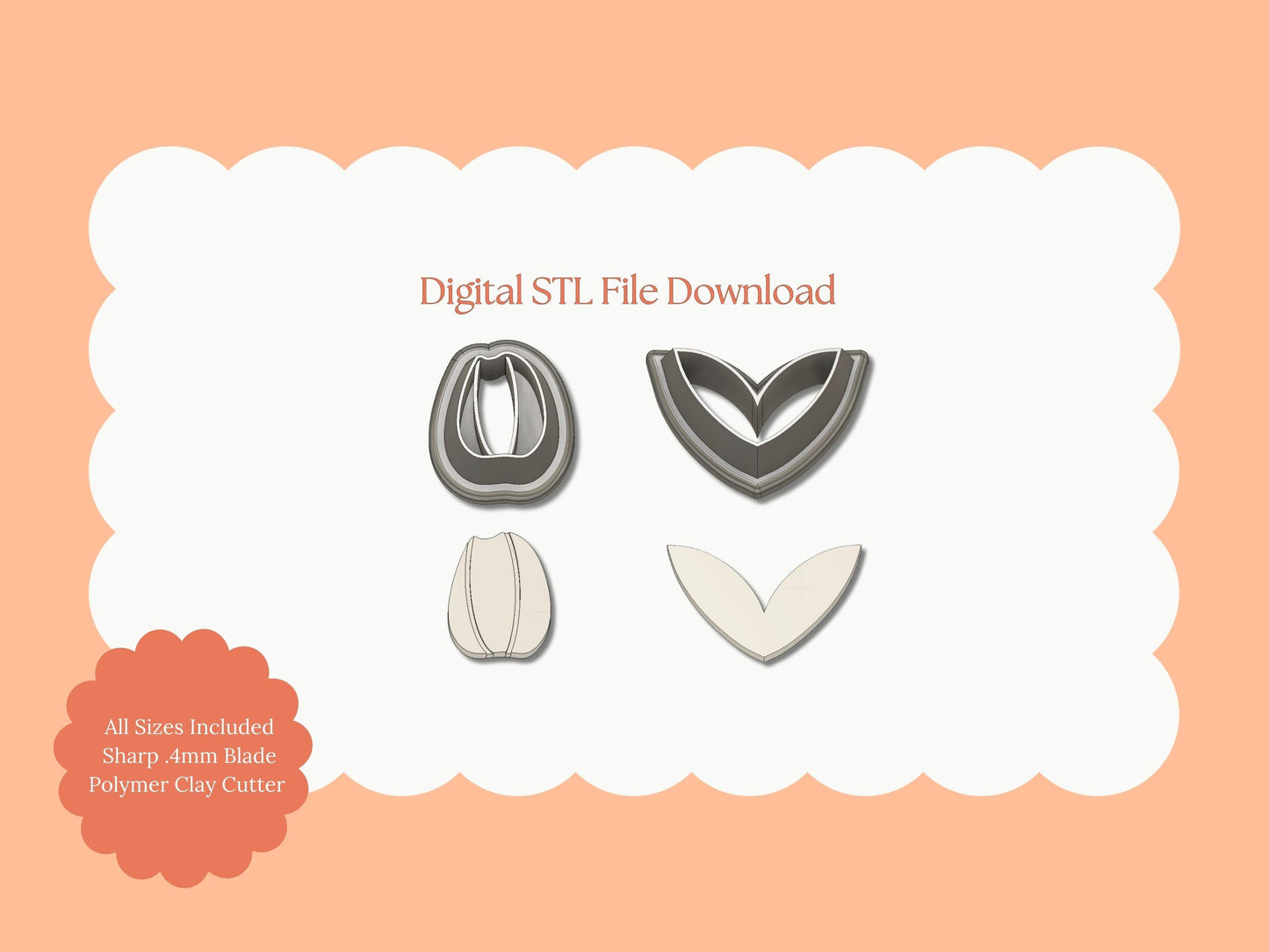 Tulip No. 3 Clay Cutter | Tulip No. 3 STL File – Digital Floral Clay Cutter for Botanical Earrings & Spring Crafts