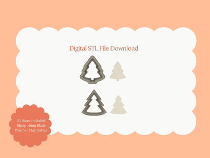 Sugar Cookie Tree Clay Cutter | STL File Download Christmas Tree Cookie Polymer Clay Cutter for DIY Festive Earrings and Baking Crafts