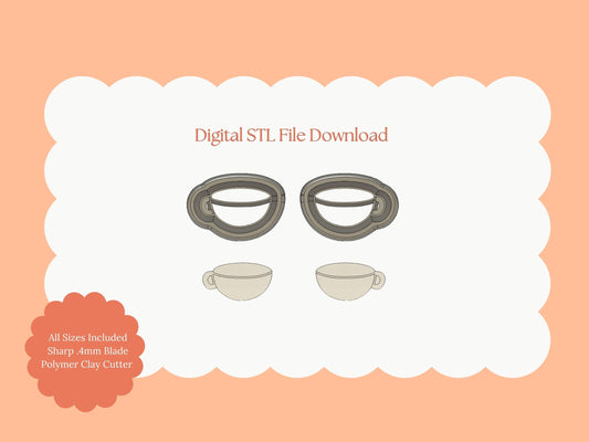 Cup of Tea No. 2 Clay Cutter | Cup of Tea No. 2 STL File – Digital Tea Cutter for Cozy Earrings & Cute Clay Crafts