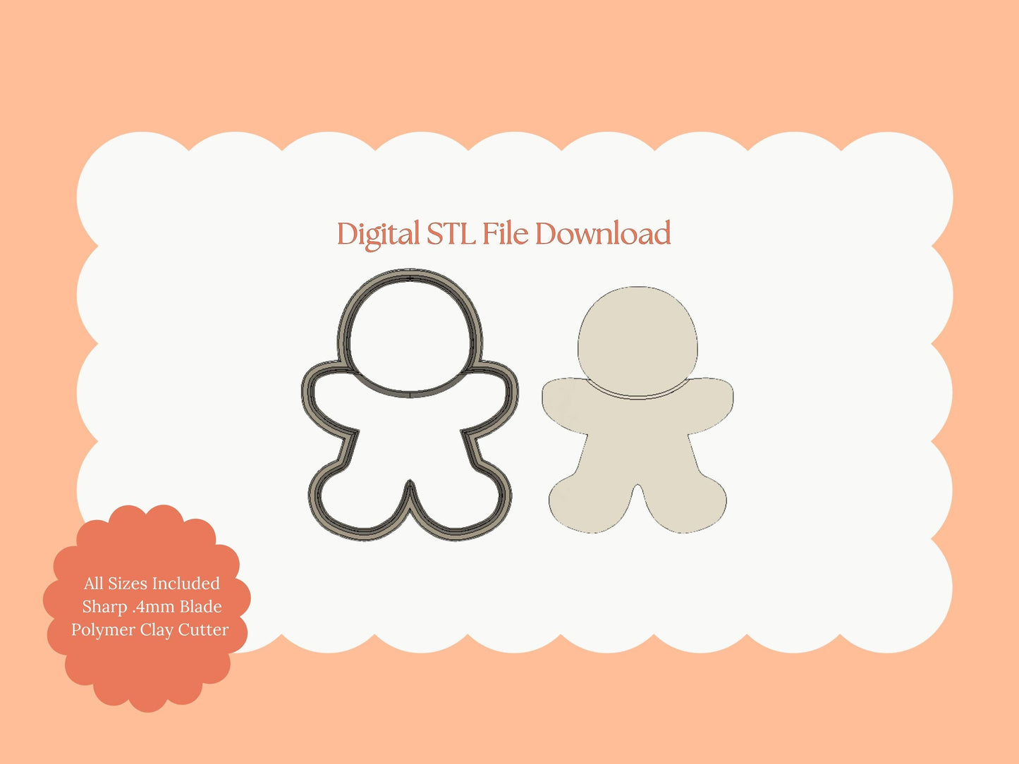 Gingerbread Man Ornament Clay Cutter | Gingerbread Man STL File for Earrings and Christmas Baking – Digital Clay Cutter